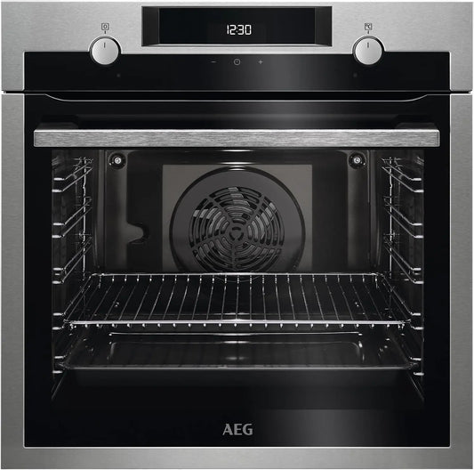 AEG BEE435111M Horno Eléctrico Multifunción, Integrable, Limpieza AquaClean, 9 Funciones, Cocción Multinivel, pantalla LCD Táctil, Ventilador XXL