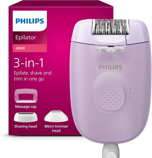 Philips Depiladora Serie 4000, depiladora con cable para el cuerpo y la zona del bikini, depila, afeita y recorta, BRE257/00