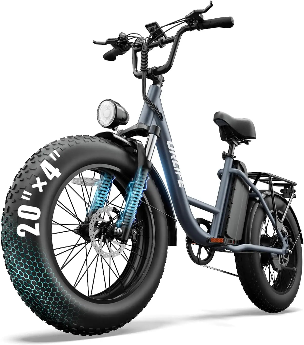 URLIFE Bicicleta eléctrica de 20 pulgadas x 4.0 E para adultos, con batería extraíble de 48 V, 15, 6 Ah, 110 km de alcance, pantalla LCD a color
