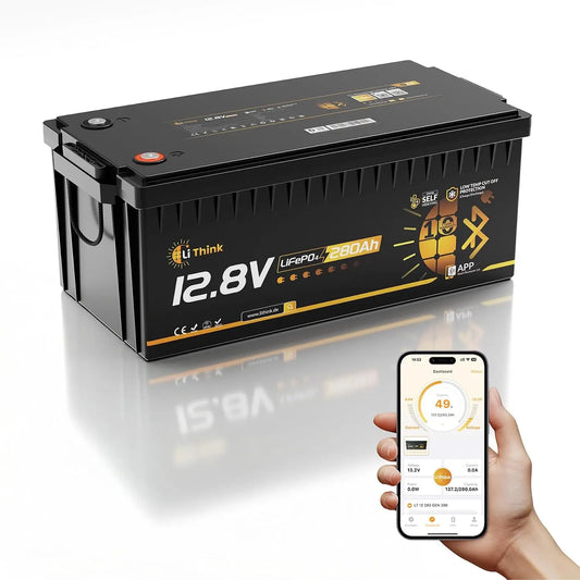 Batería LiFePO4 12 V 280 Ah, con Celdas Eve LF280K-V3, Bateria Solar Bateria Litio con Bluetooth, BMS de 200 A, LTP y Autocalentamiento