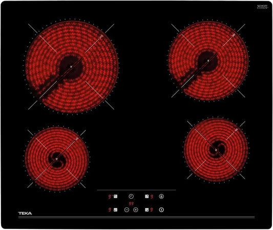 TEKA Vitrocerámica 4 Fuegos 60 cm, Tecnología táctil Control con Cronómetro, Sistema fácil instalación Fast-Click, Modelo TZ 6415