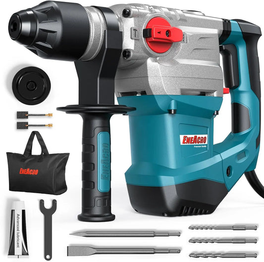 ENEACRO SDS-Plus Martillo Perforador de Alta Potencia, 1500W y 7J, con Embrague de Seguridad y Control de Vibración, 4 Funciones, Incluye Grasa
