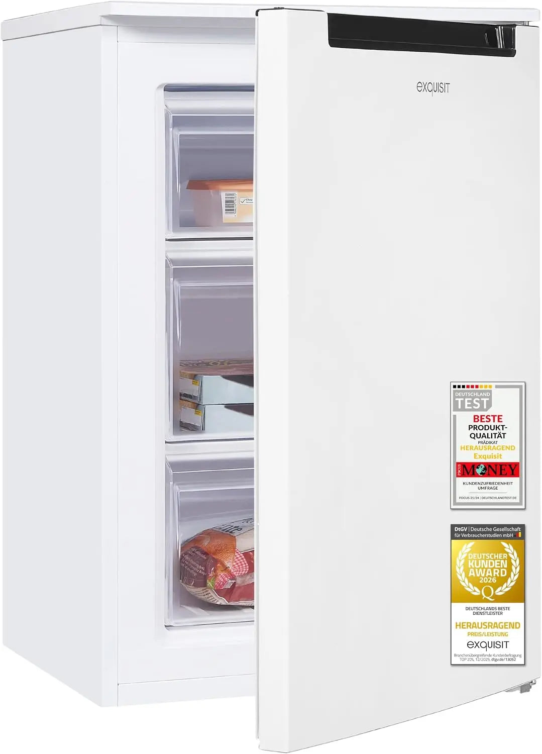 Exquisit Congelador, 4 estrellas, clase energética C, 87 litros, congelador pequeño, compacto, congelador, 55 cm de ancho, GS581-040C blanco