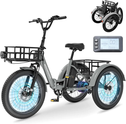 MOONCOOL Bicicleta Plegable Bike, Bicicleta eléctrica para Hombre y Mujer de 20' con batería de 36 V y 20 Ah, Motor de 250 W, Pantalla LCD, IP65