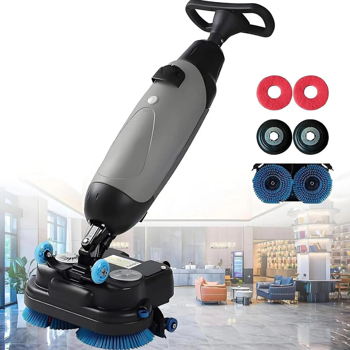 Fregadora Suelos compacta Profesional con depósitos Separados 5, 5 L y 8, 5 L, cepillos Limpieza motorizados 45 cm (18 Pulgadas)