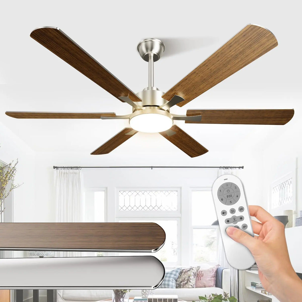 Airwit 132cm Grande Ventilador de Techo con Luz Doble Cara Aspas