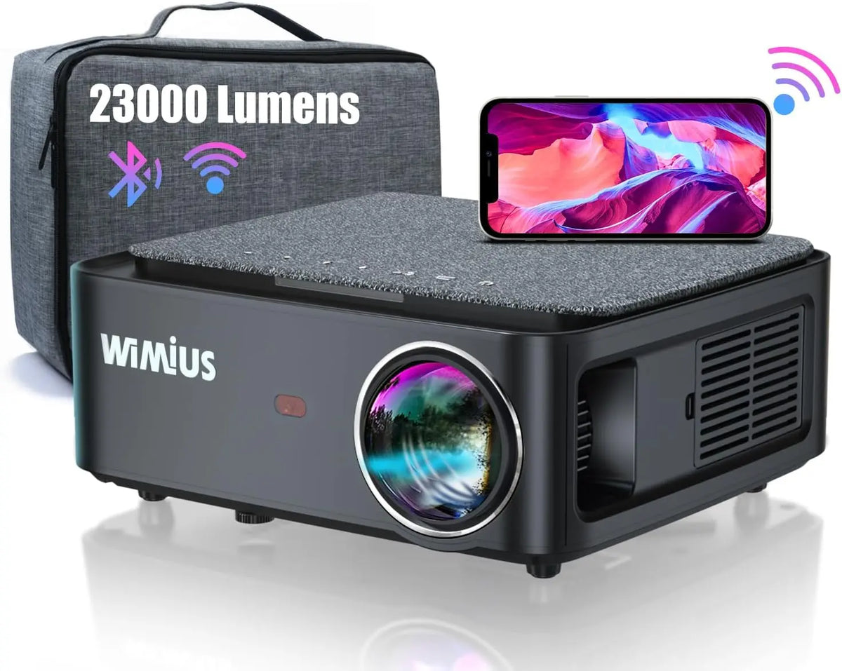 Proyector WiFi Bluetooth 4K Soporte, 35000 Lúmenes WiMiUS Proyector WiFi Bluetooth alta definición completa 1080P Nativo Ajuste Digital 4P/4D, PS5