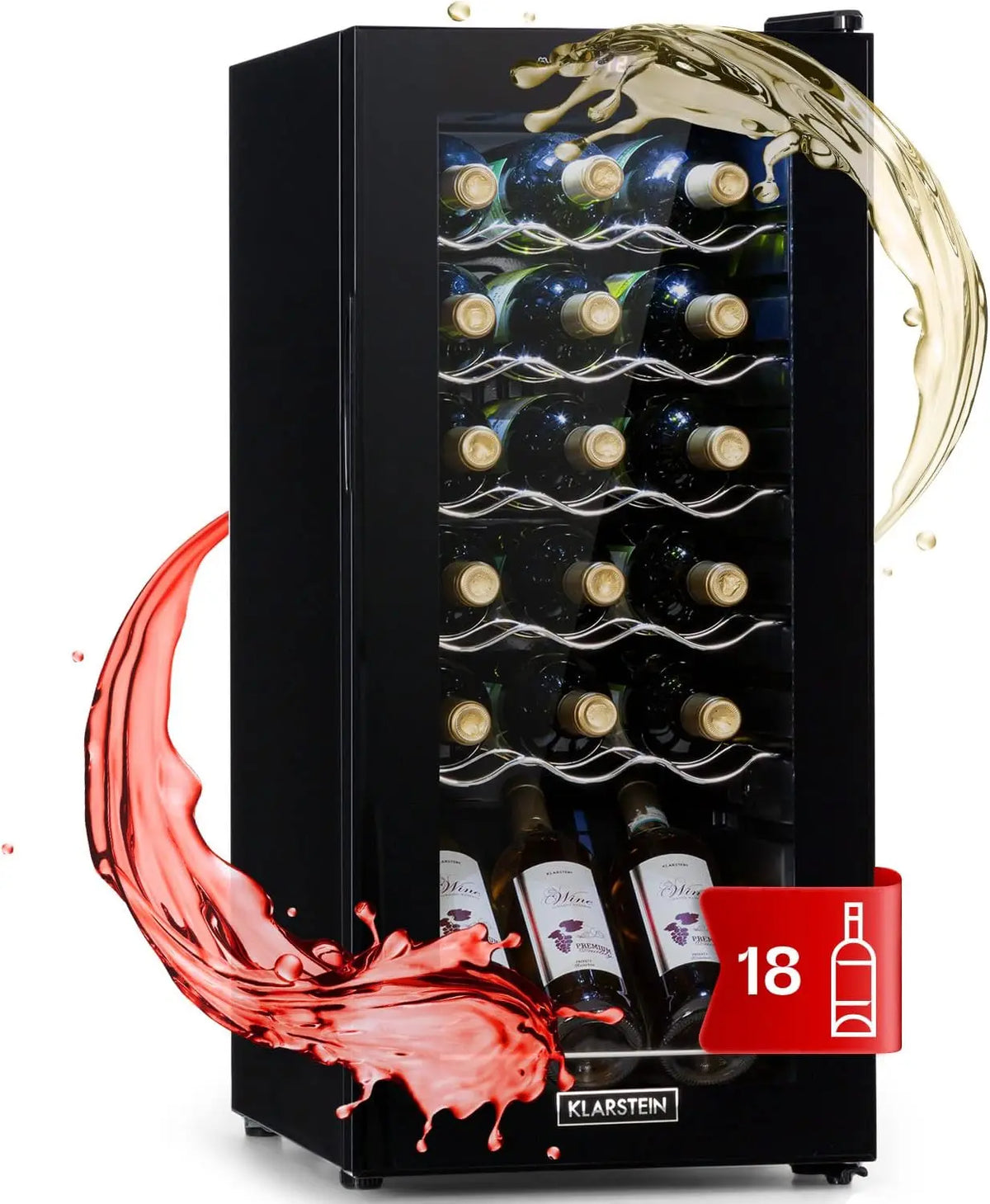 KLARSTEIN Shiraz Vinoteca Negro, 18 Botellas, 50 L, 1 Zona