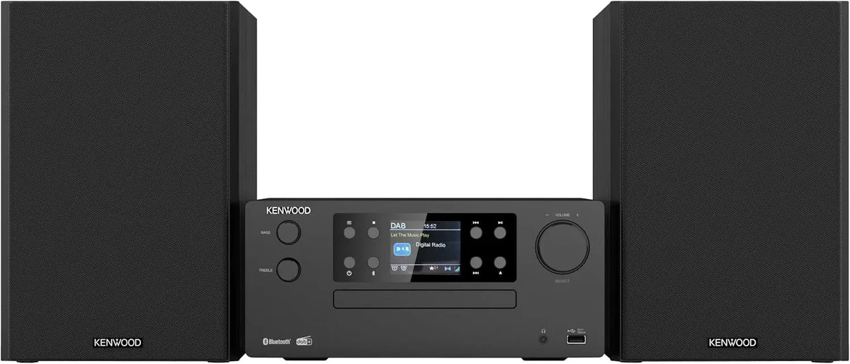 Microcadena HiFi Kenwood M-925DAB-B con CD, USB, Dab+ Blueetooth Audio-Streaming. Negro, Mini Equipo de Musica para casa