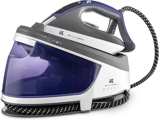 Di4 Centro de Planchado Jet Pressing Digital, Potencia 2600W, 8 Bares, Golpe Vapor 345g, Depósito Extraíble XL 1, 5L, Suela Cerámica, Pantalla LED