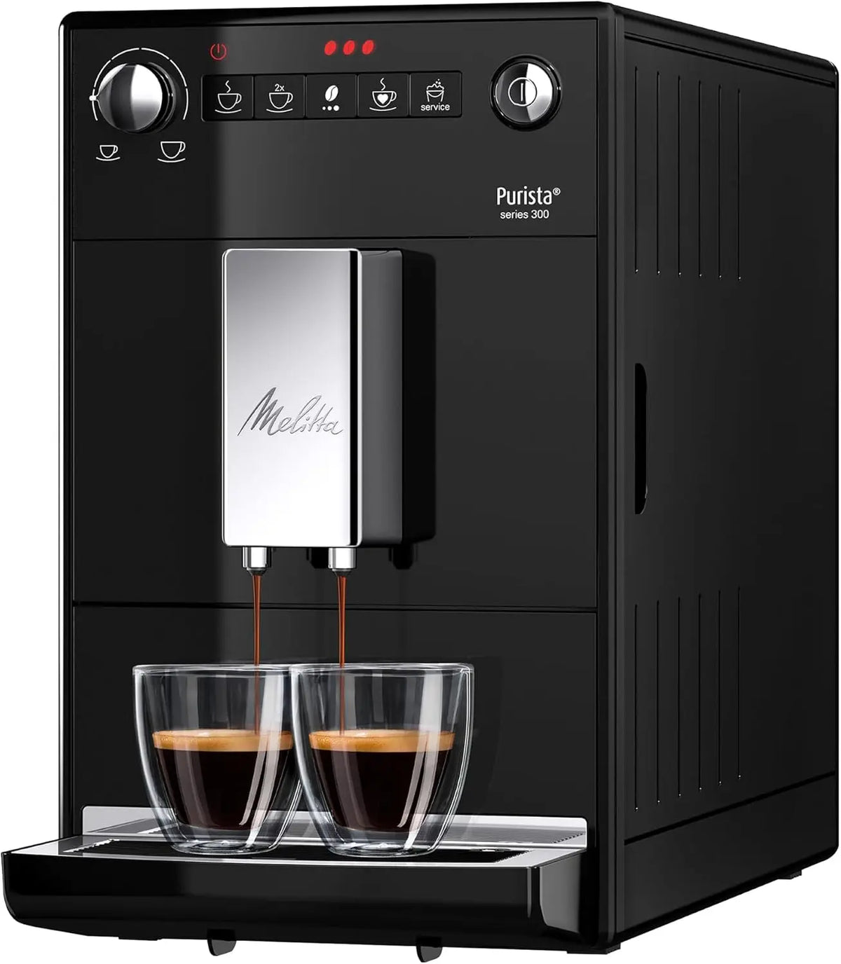 Melitta Purista F230-102, Cafetera superautomática compacta con molinillo silencioso, máquina de café con sistema de extracción de aroma, negro