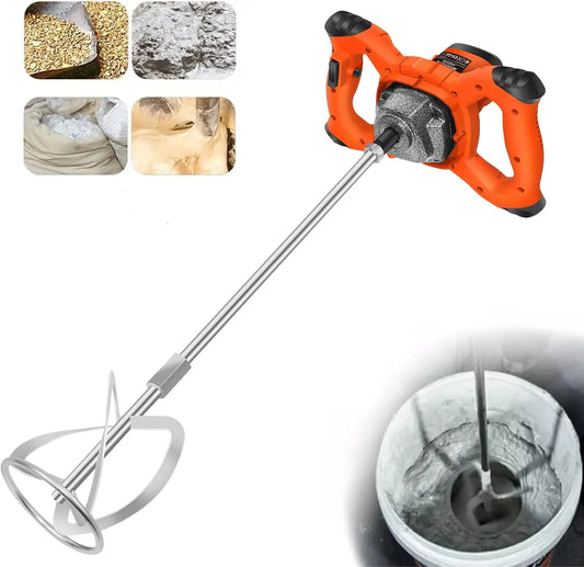 2600W Mezclador de Mortero, Mezclador Industrial, hormigoneras electricas, Agitador M14 Tornillo de Cromo, 6-Velocidad Variable Mezclador Eléctrico
