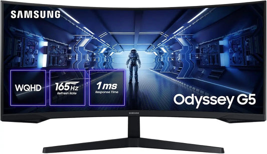 Samsung monitor Curvo para juegos Odyssey G5 G55T QHD 34' con 165Hz y AMD Freesync