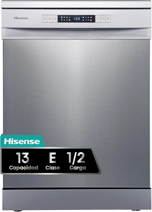 Hisense HS622E10X, Lavavajillas, Capacidad para 13 servicios, 60 cm, Programa ECO, Silencioso, 2, Filtro autolimpiable, Contador digital, Inox