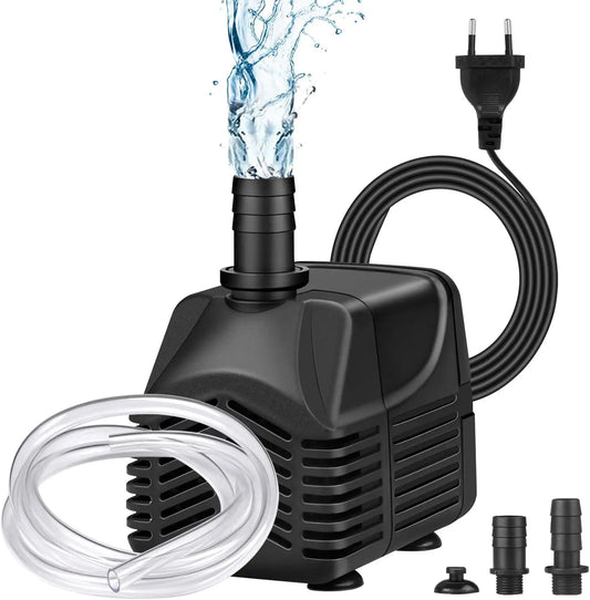 Bomba de Agua Sumergible Bomba Acuario 25W 1500 L/H Incluye Manguera de 1, 5 m y 2 Boquillas para Acuario, Fuente de Jardín, Piscina
