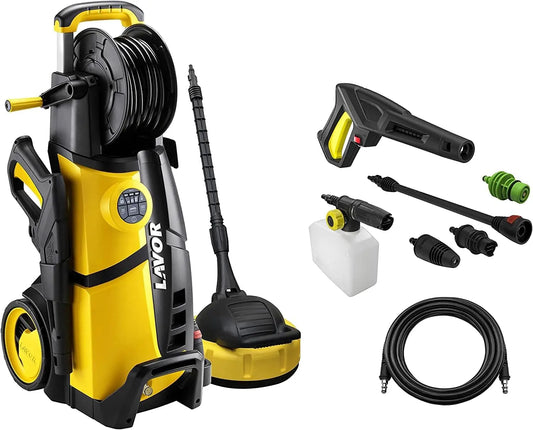 LAVOR Hidrolimpiadora de Alta Presión LVR4 Plus 160 Digit con Sistema de Control Digital, Programas de Lavado y Enrollador, Presión MAX 150 Bar