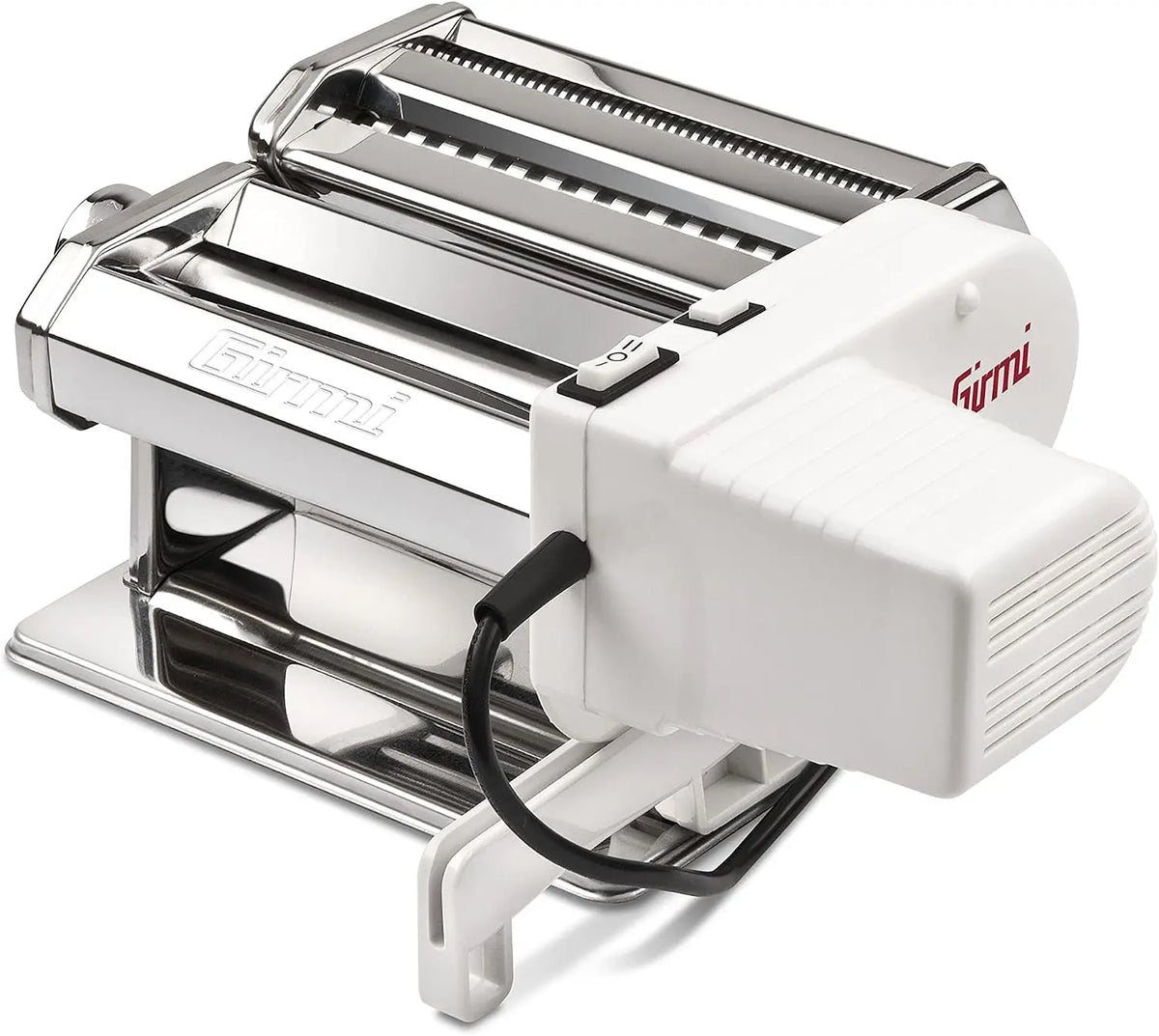 Girmi IM91 Máquina de pasta eléctrica, 90 W, Cuerpo en Acero Inoxidable, 2 velocidades y Pulse, 2 accesorios intercambiables, 5 formatos de pasta