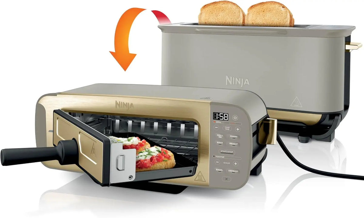 Ninja Foodi Tostadora, Grill y Sandwichera 3 en 1, Piedra/Dorado
