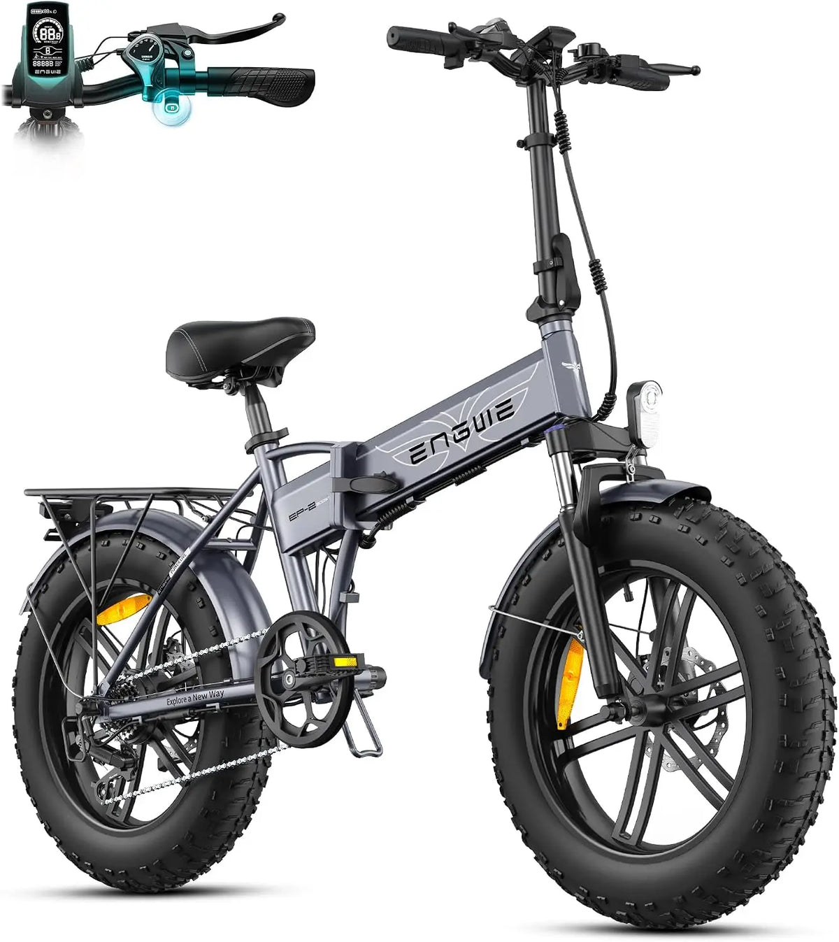 ENGWE EP-2 Boost Bicicleta Eléctrica Plegable con Sensor de Par, Batería Extraíble de 48V 13Ah y Motor Brushless de 250W, Pantalla LED