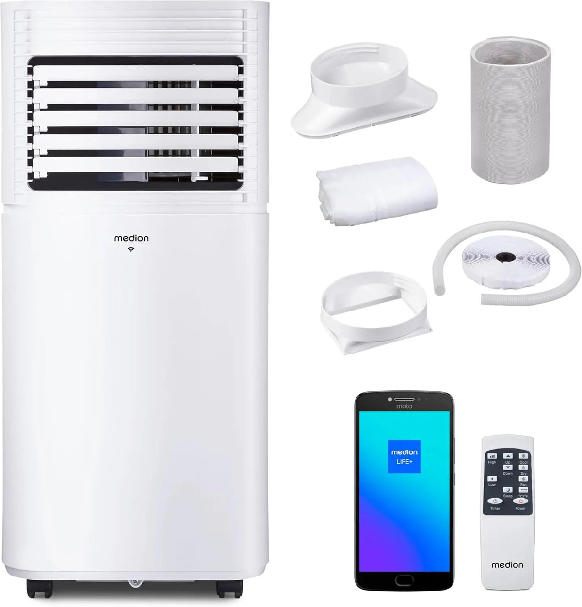 MEDION inteligente Aire Acondicionado Portátil P901 (9000 BTU, 3 en 1, Refrigeración, Deshumidificación, Ventilador, hasta 32 m2, Modo Nocturno, App