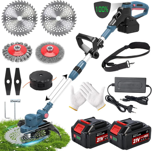 Cortacésped con batería y cepillo para malas hierbas, 5 en 1