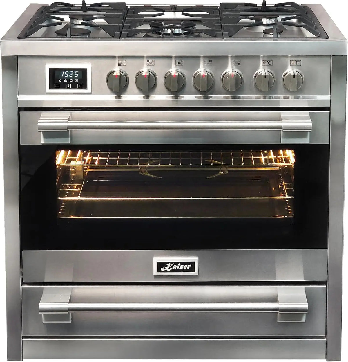 Kaiser HGE 93505 R Gas Eléctrico Cocina 90cm/Horno Eléctrico/Estufa 115L / Placa de cocción de gas/ 4