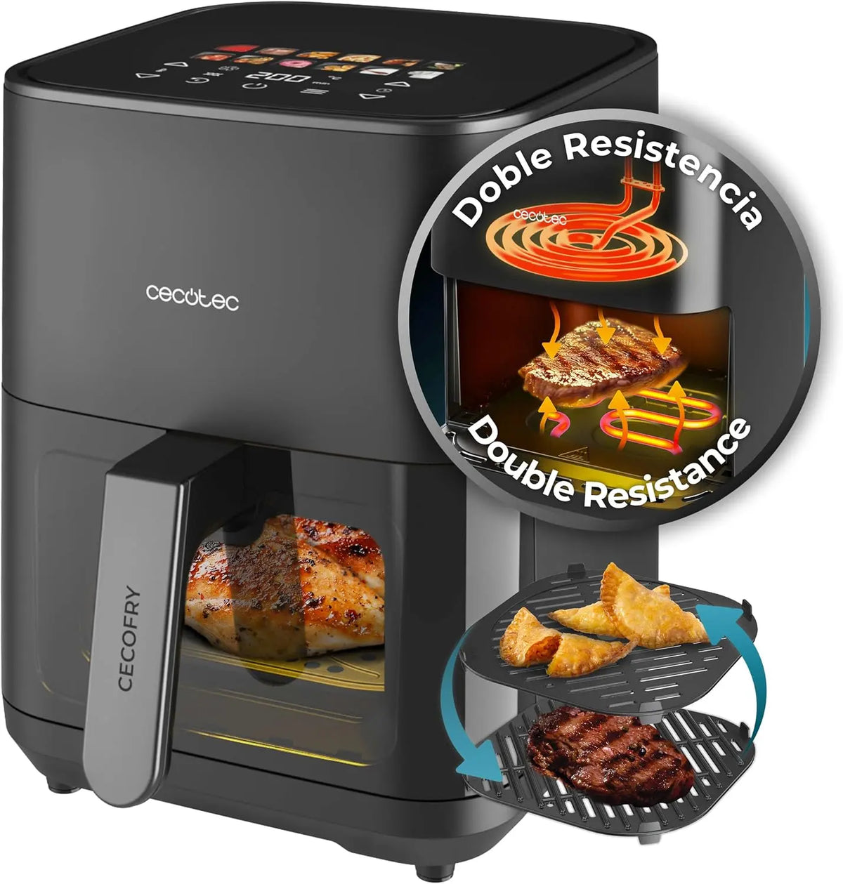 Cecotec Freidora de Aire 4 L Cecofry&Grill Duoheat 4000 1900W