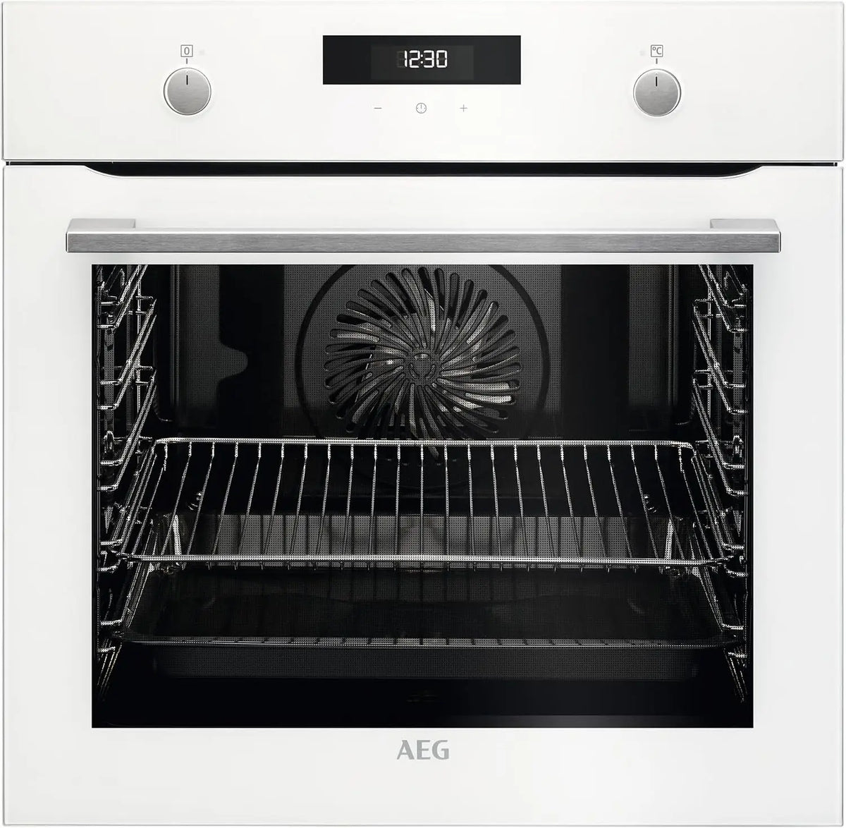 AEG BEK435120W, Horno Multifunción SurroundCook WhiteLine, 9 Funciones, Limpieza AquaClean, Pantalla Táctil, Mandos Escamoteables, Blanco, Clase A+