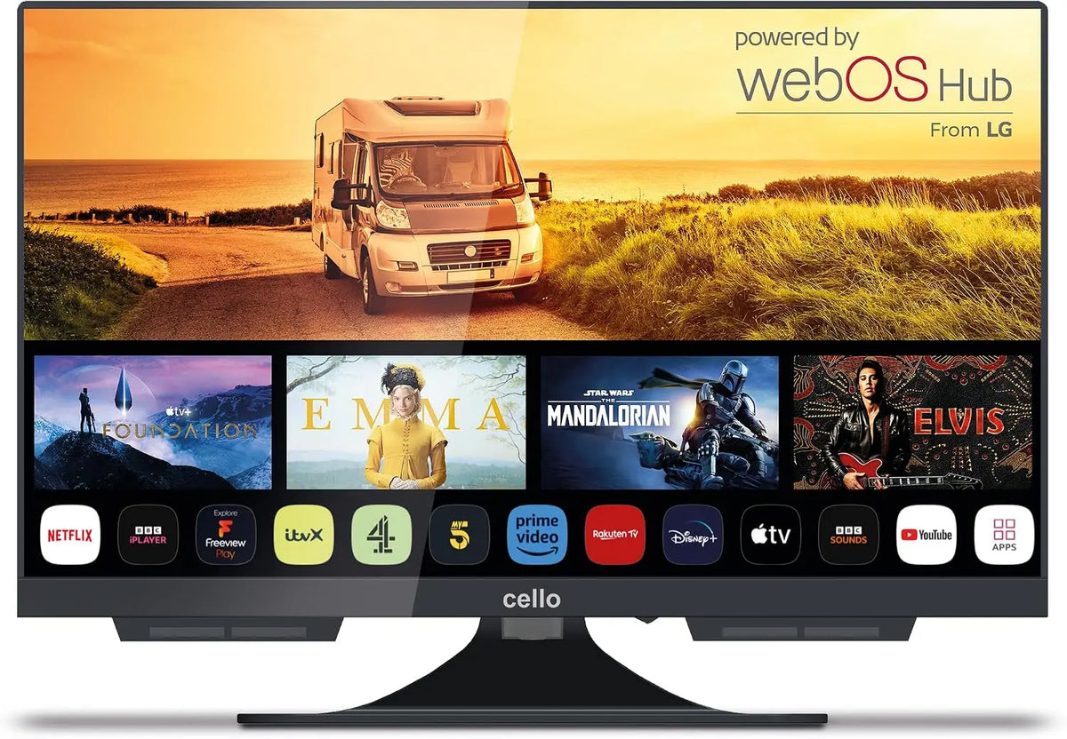 Cello C1924WS inteligente TV 19 Pulgadas 12V para Autocaravana, Caravana y Camper, WebOS, Netflix, Bluetooth, DVB-T2 / DVB-S2