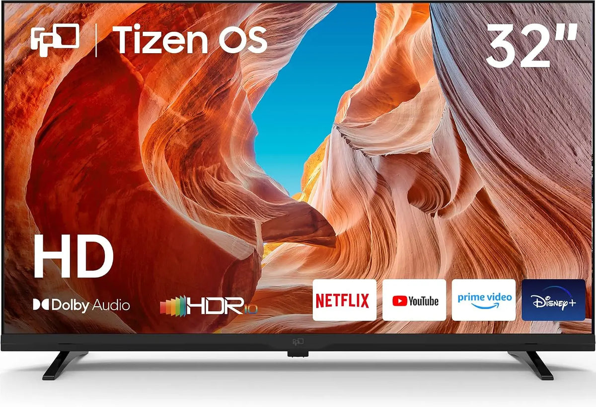 FPD TV inteligente 32 Pulgadas, Televisor con Tizen OS, Compatible con Samsung TV Plus, HDR 10, Miracast, HD 720P, Dolby Audio, SmartThings