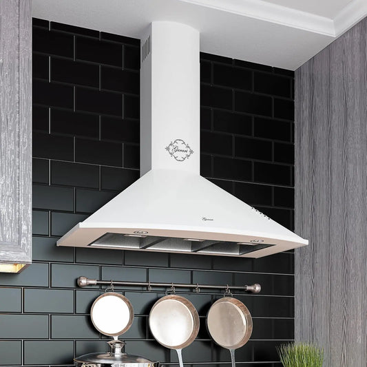 GURARI Campana de pared GCH C 046 WH 9, campana extractora, 90 cm, color blanco, 1000 m3/h, 3 niveles, campana de recirculación